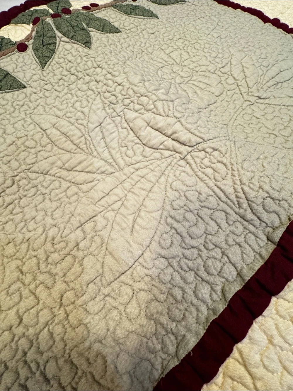 L.L. Bean Vintage Set of Standard Quilted Pillow Shams Holly Berry pattern